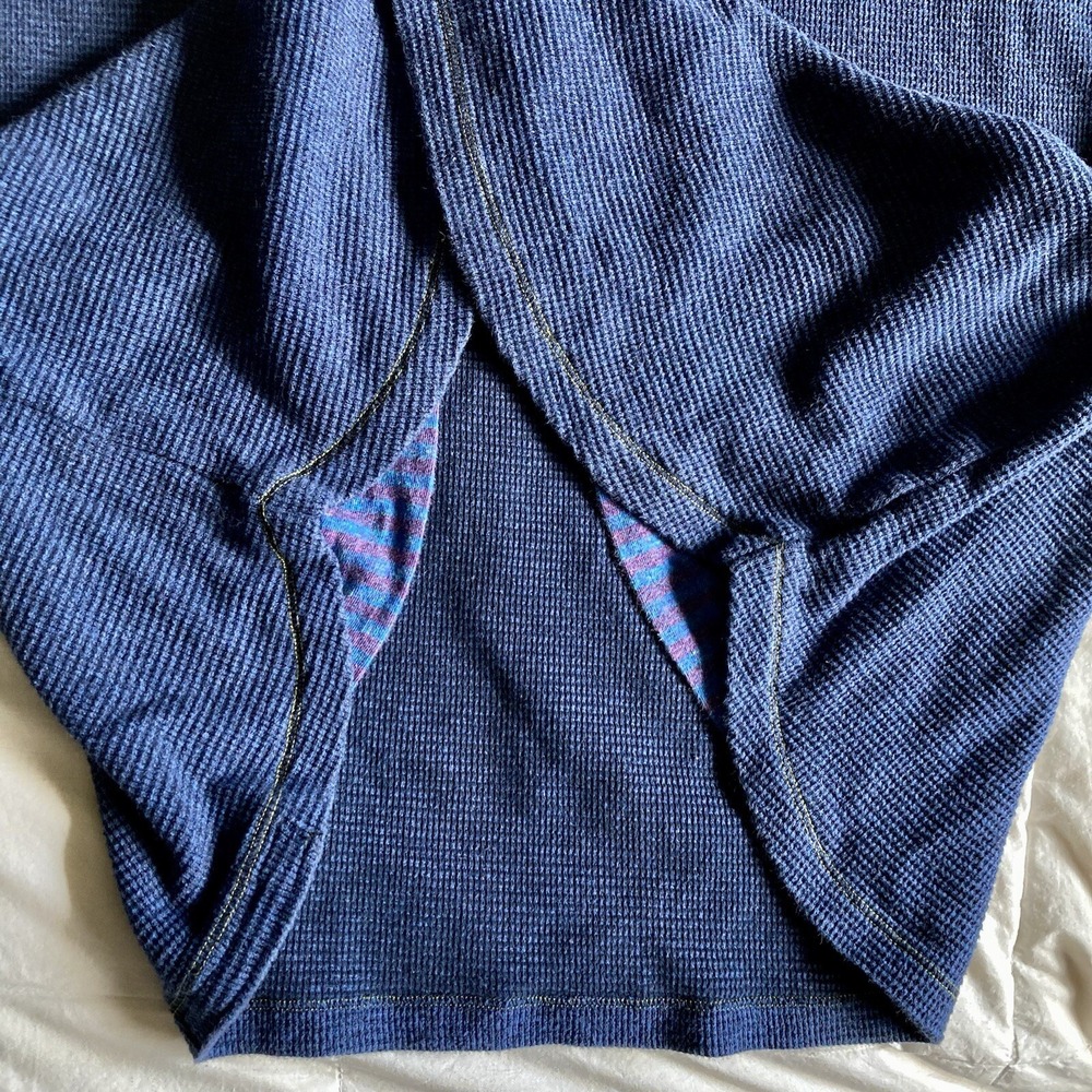 Robert Graham Mens 2XL Thermal Waffle Long Sleeve 1/4Zip Pullover Sweater Blue - Picture 8 of 16